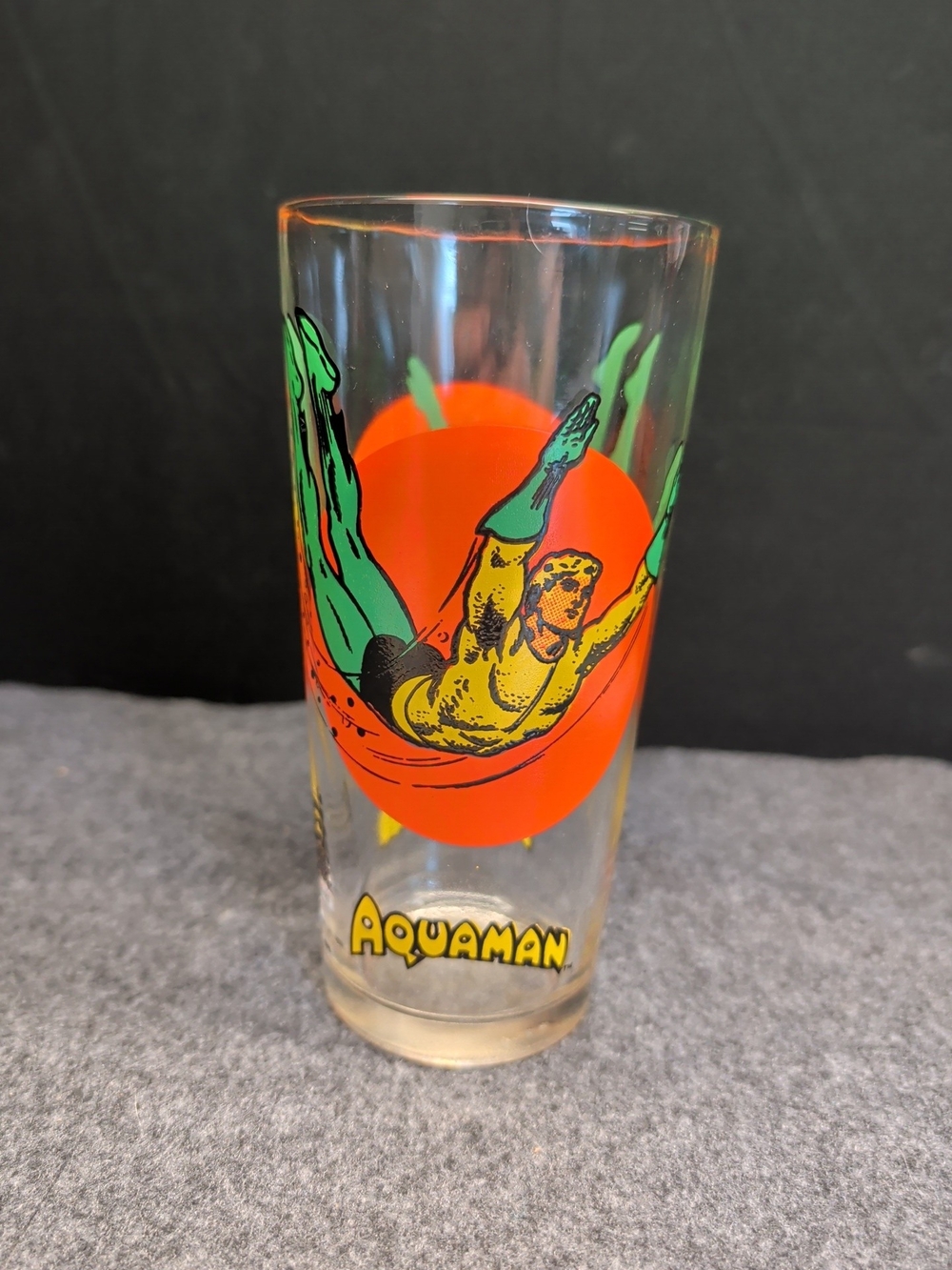 Aquaman Vintage Glass with Orange Moon Design